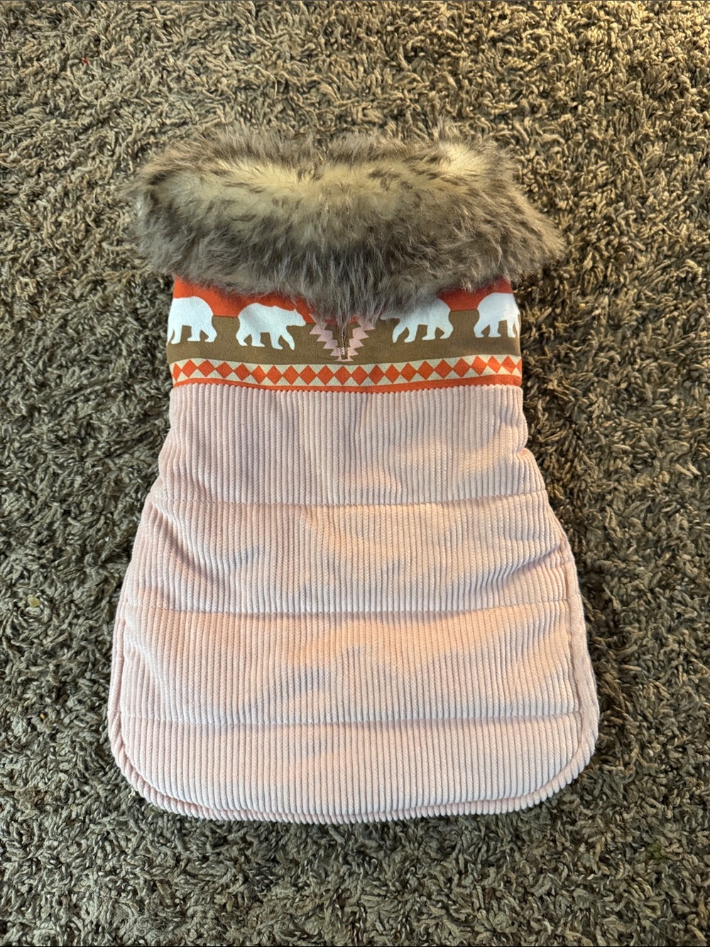 Dog coat with fur collar